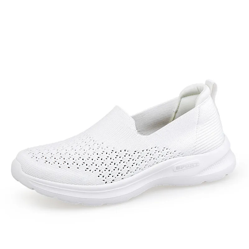 Zapatillas de Caminar para Mujer Casual Malla Tejida Transpirable Sin Cordones Zapatillas de Running Ligeras Suela Suave Deporte