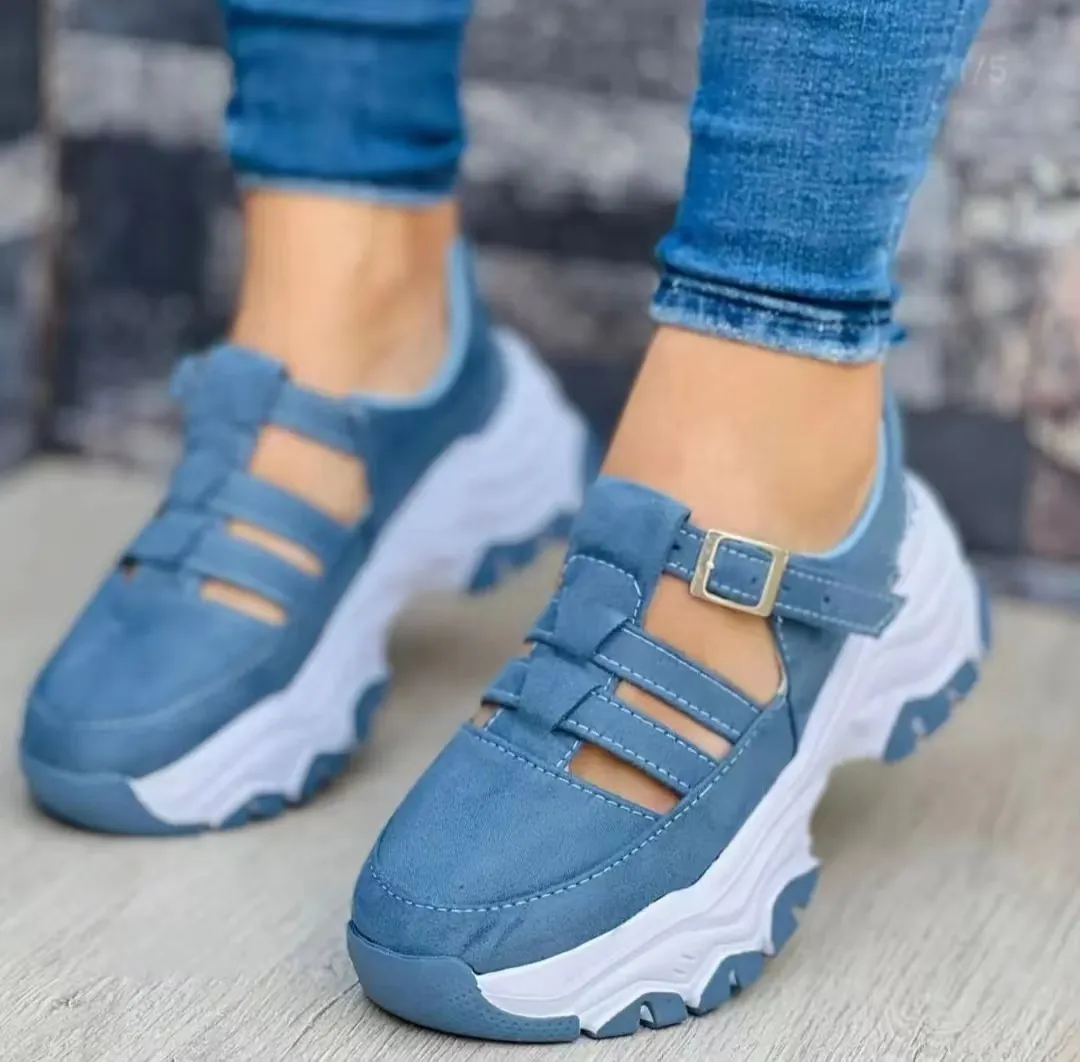 Γυναικεία Chunky Sneakers Παχιά Σόλα Λουράκι με Πόρπη Casual Δυτικό Στυλ Παπούτσια Πλατφόρμας Αναπνεύσιμα Αντιολισθητικά Αθλητικά Παπούτσια