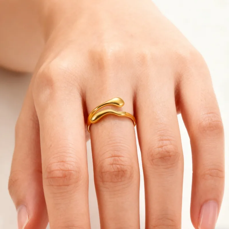 Minimalist 304 Stainless Steel Open Ring for Women Double Layer Triple Layer Beaded Geometric Adjustable Fashion Finger Jewelry Daily Casual Gift