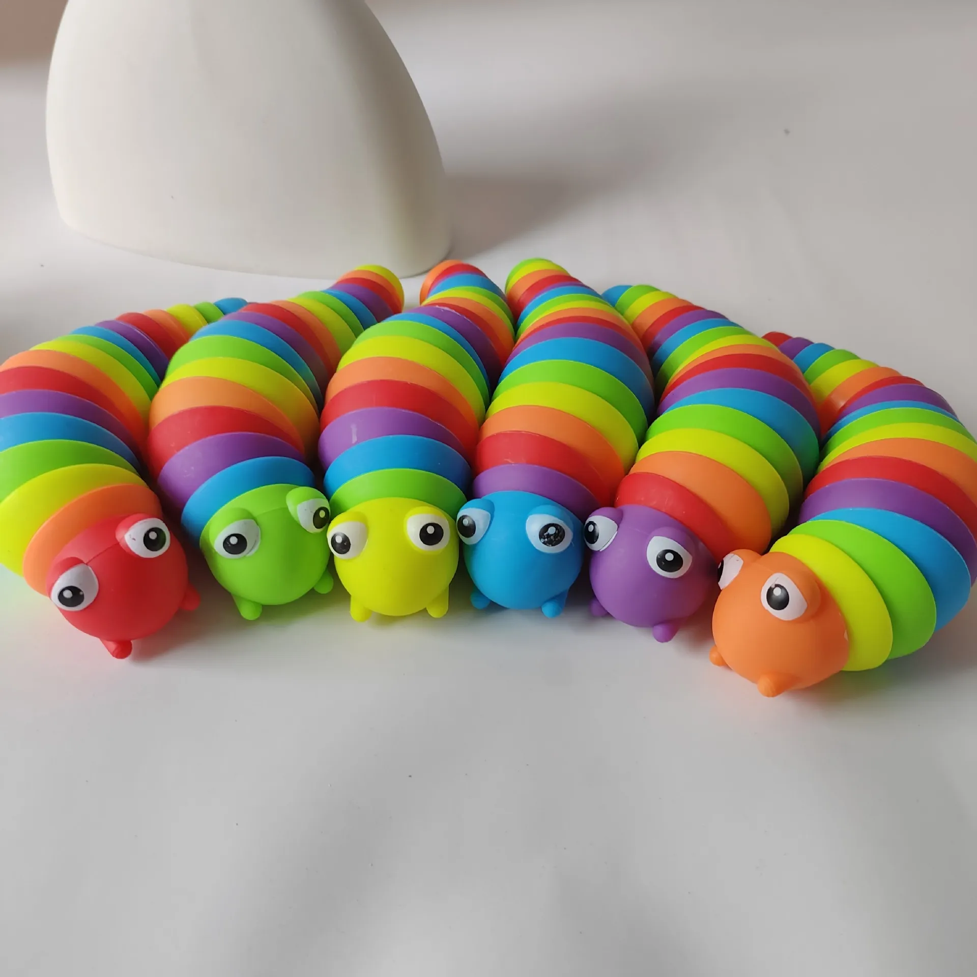Articulated Fidget Slug Toy Rainbow Caterpillar Simulation Stress Relief Sensory Toy For Adults Teens Office Desk Decompressing Gift