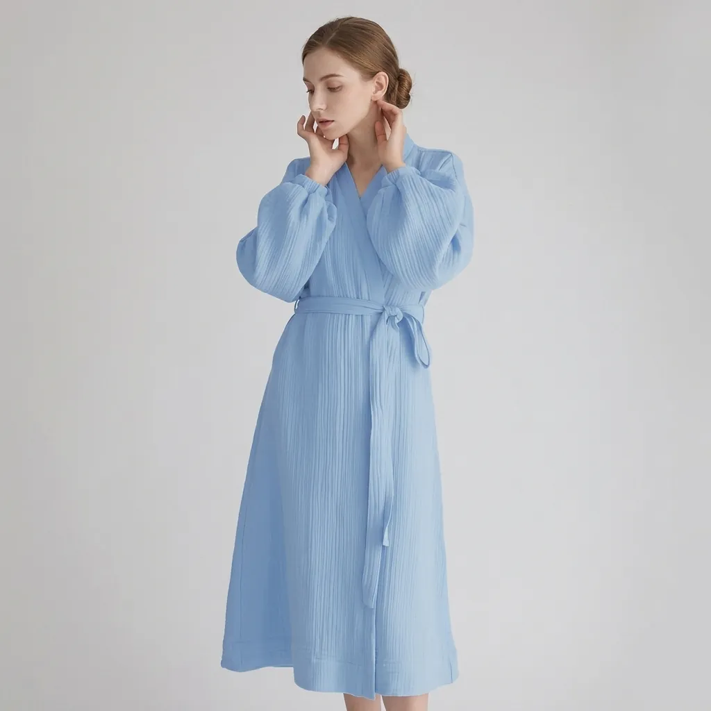 Women's V-Neck Smocked Long Sleeve Wrap Dress Cotton Linen Tie Waist A-Line Printed Maxi Dress Commute Casual Wear