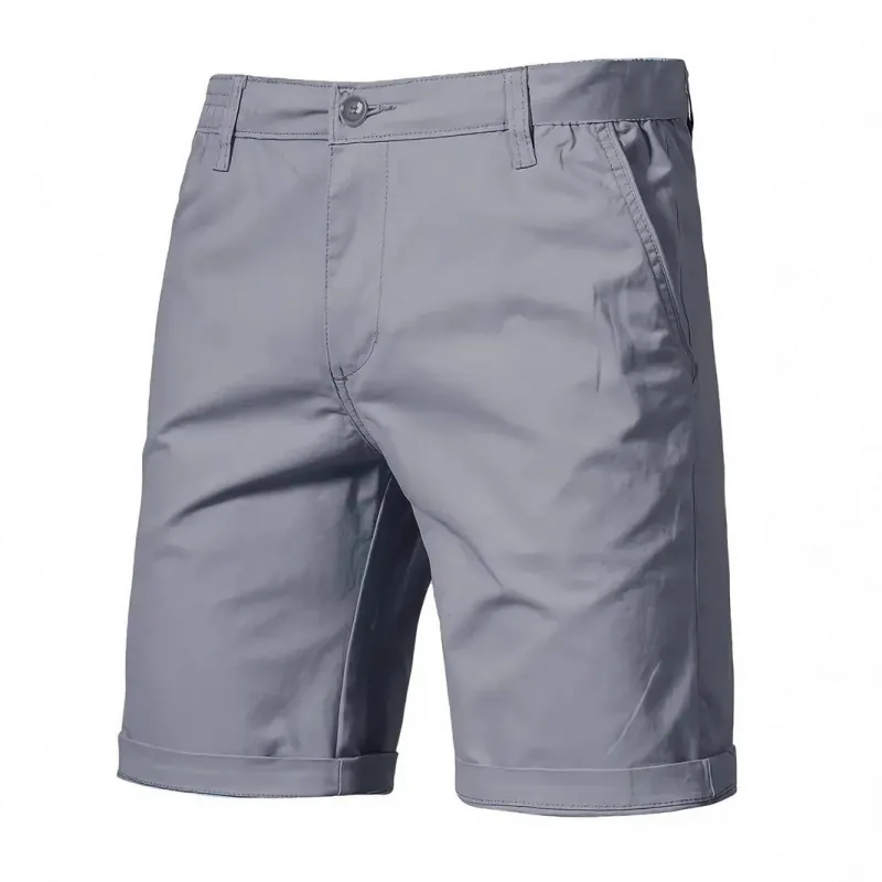 Men Cotton Outdoor Casual Shorts Slim Fit Straight Leg Solid Color Camping Summer Fashion Bottoms
