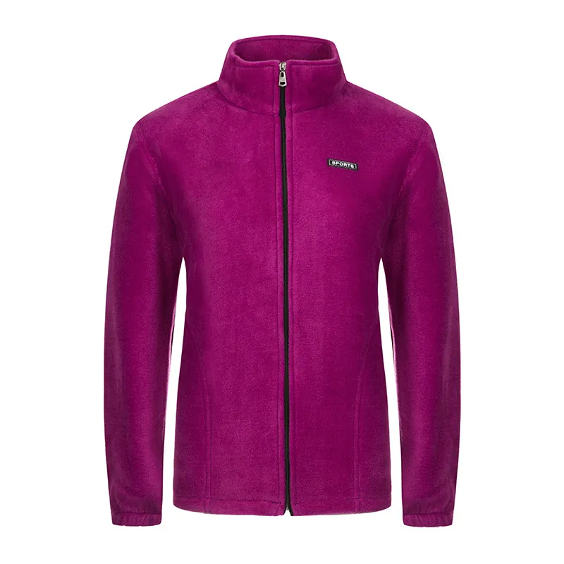 Dames Polar Fleece Jas met Opstaande Kraag Grote Maten Lange Mouw Rits Bovenkleding Effen Kleur Warm Casual Sport Top
