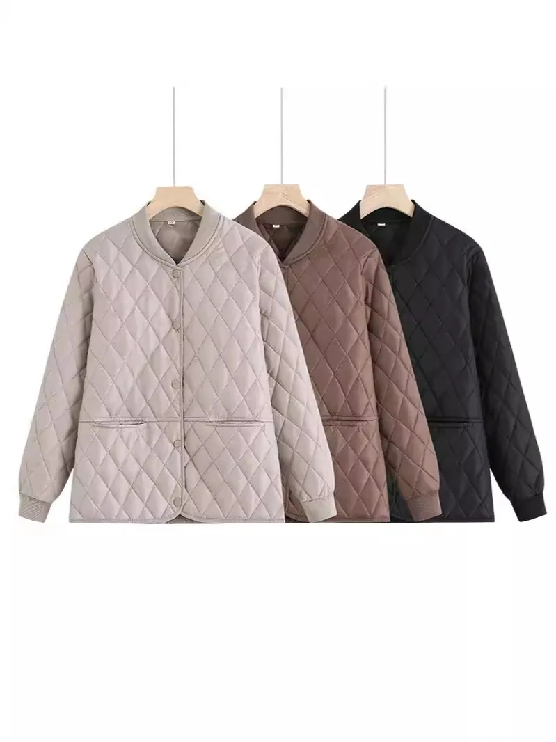 Dames Casual Gewatteerde Katoenen Jas Herfst Winter Losse Pasvorm Ruitpatroon Knoopsluiting Gewatteerde Jas Bovenkleding