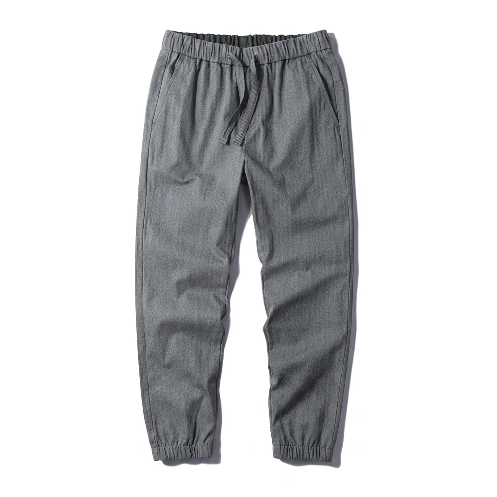 Men Casual Cotton Harem Jogger Pants Japanese Style Drawstring Elastic Waist Solid Color Washed Bottom Trousers