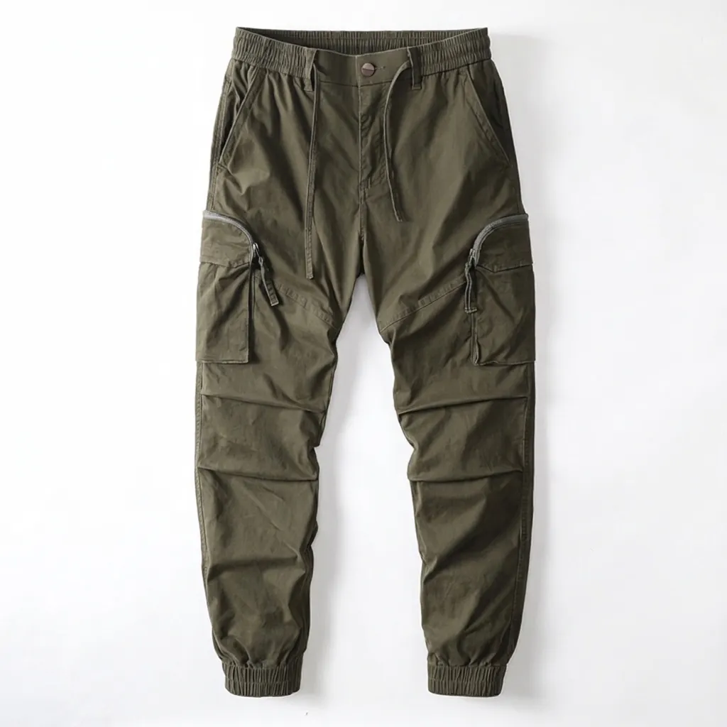 Ανδρικό Casual Βαμβακερό Παντελόνι Cargo Πολυ-Τσέπη Joggers Slim Fit Ελαστική Μέση Κορδόνι Παντελόνι Εργασίας