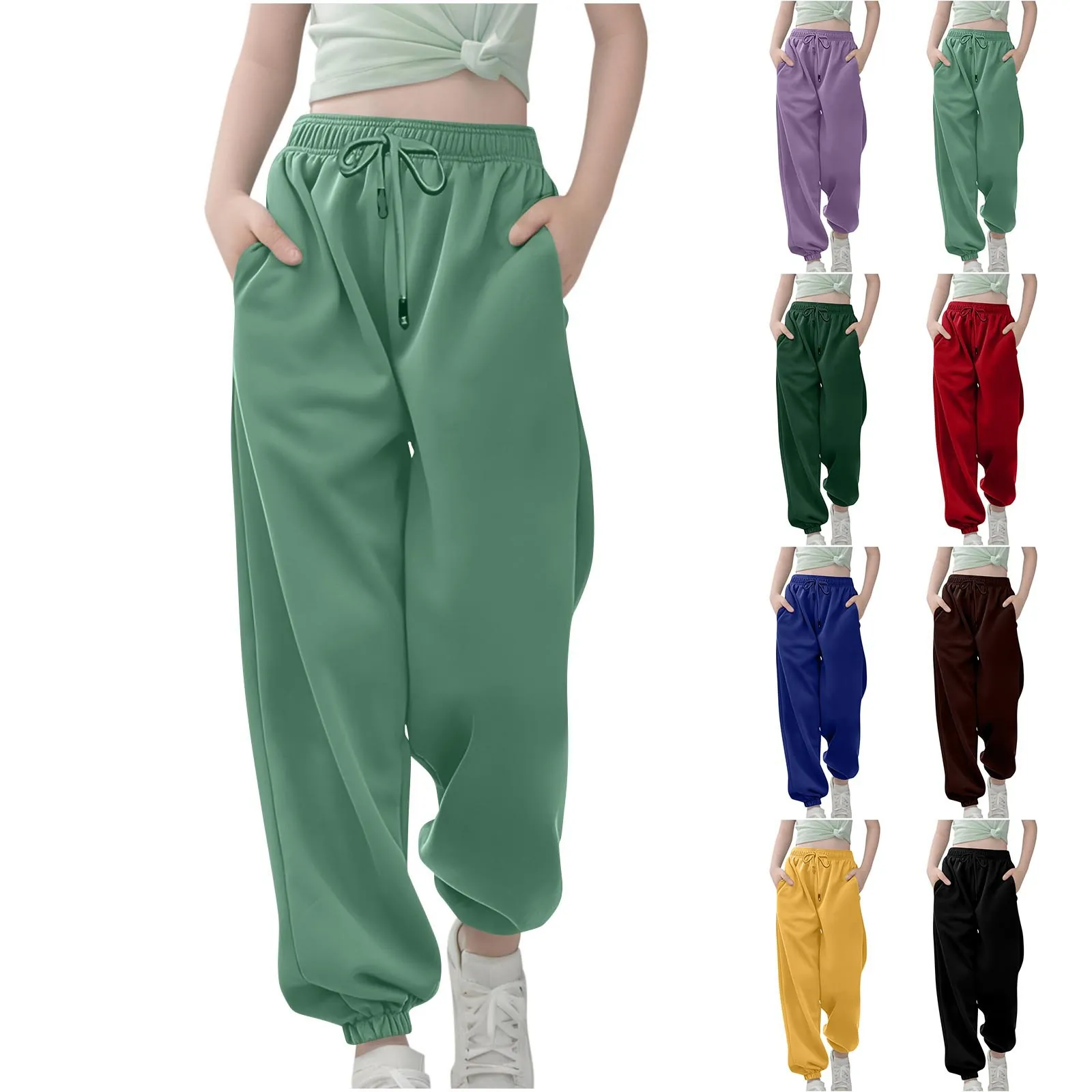 Jongens Meisjes Effen Kleur Joggingbroek Losse Trekkoord Joggers Kinderen Sportieve Fleece Broek Kinderen Casual Lente Herfst Broeken