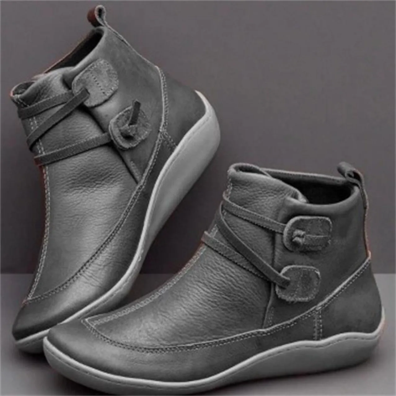 Stivaletti Martin Bassi Casual da Donna Retro in Pelle PU Stringati per Donna Inverno Autunno All'aperto Tempo Libero Scarpe Sportive