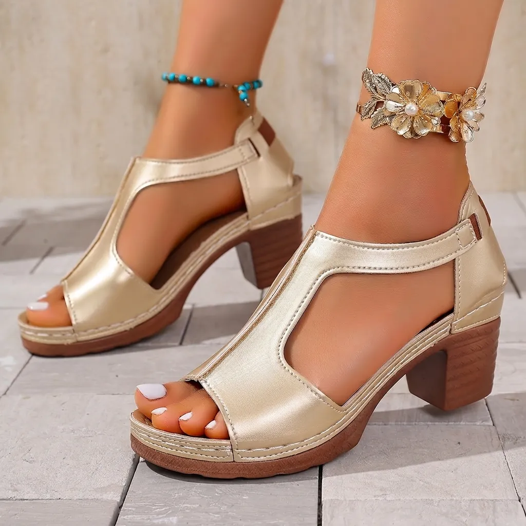 Women Peep Toe Wedge Sandals Roman Style Platform High Heels Open Toe Summer Casual Roman Sandals