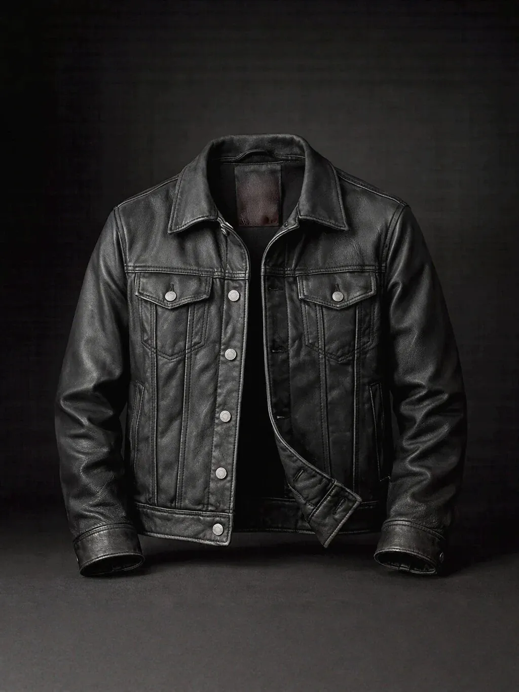 Men Retro PU Leather Jacket Lapel American Workwear Style Motorcycle Coat Solid Color Single Breasted Pockets Outerwear