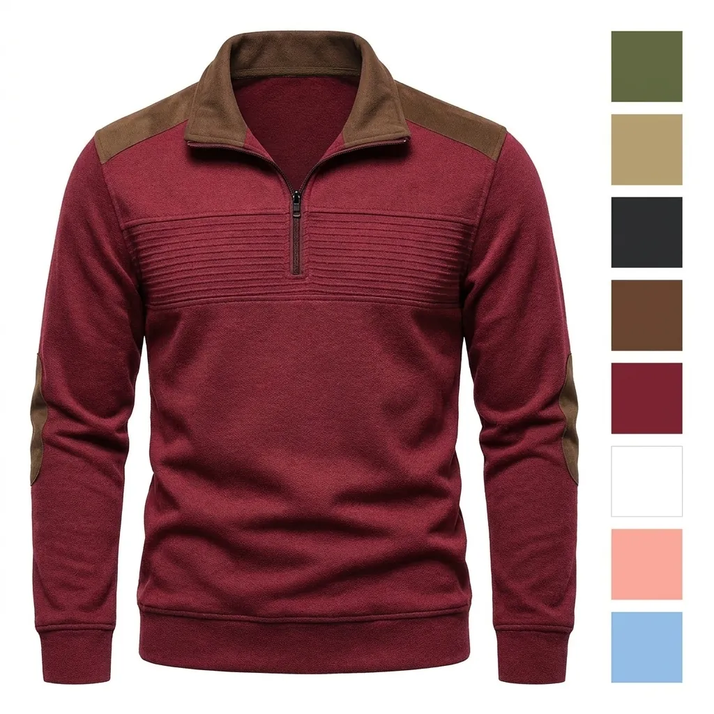 Herren Patchwork Langarm Poloshirt Viertel Reißverschluss Sport Casual Top Golfhemd Patchwork Pullover Für Outdoor Training Reisen