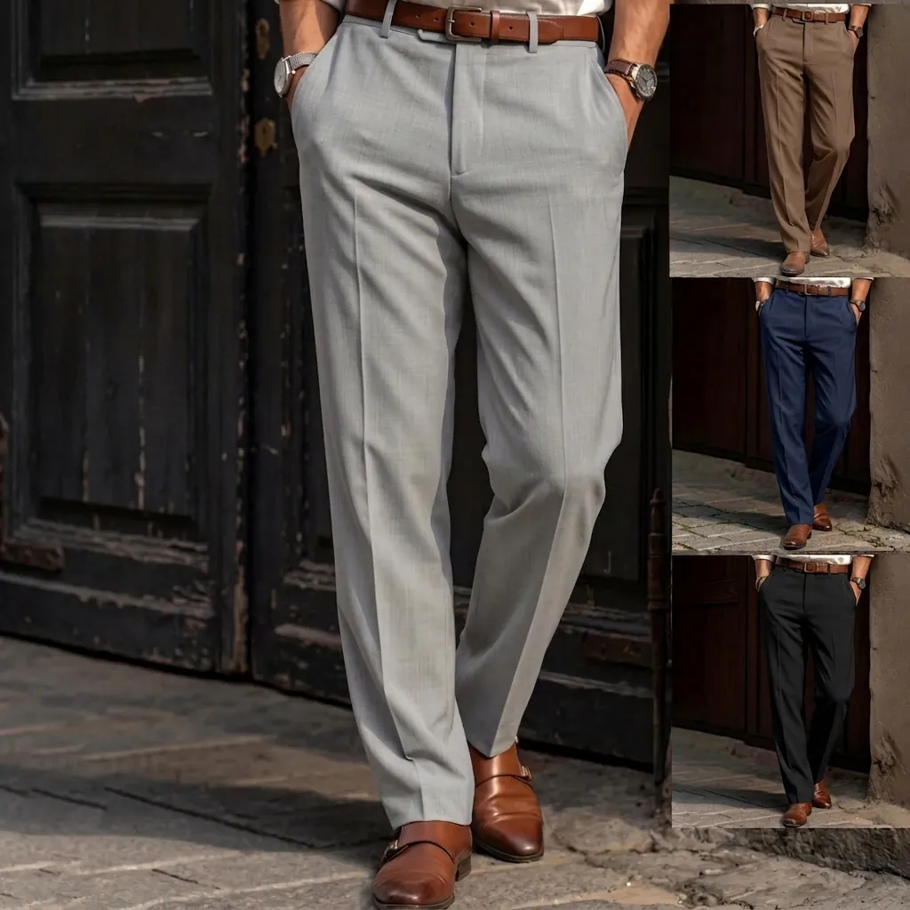 Herren Business Casual Hose Mit Geradem Bein Einfarbig Formelle Anzughose Polyester Pendlerhose Für Herren Büro Arbeit