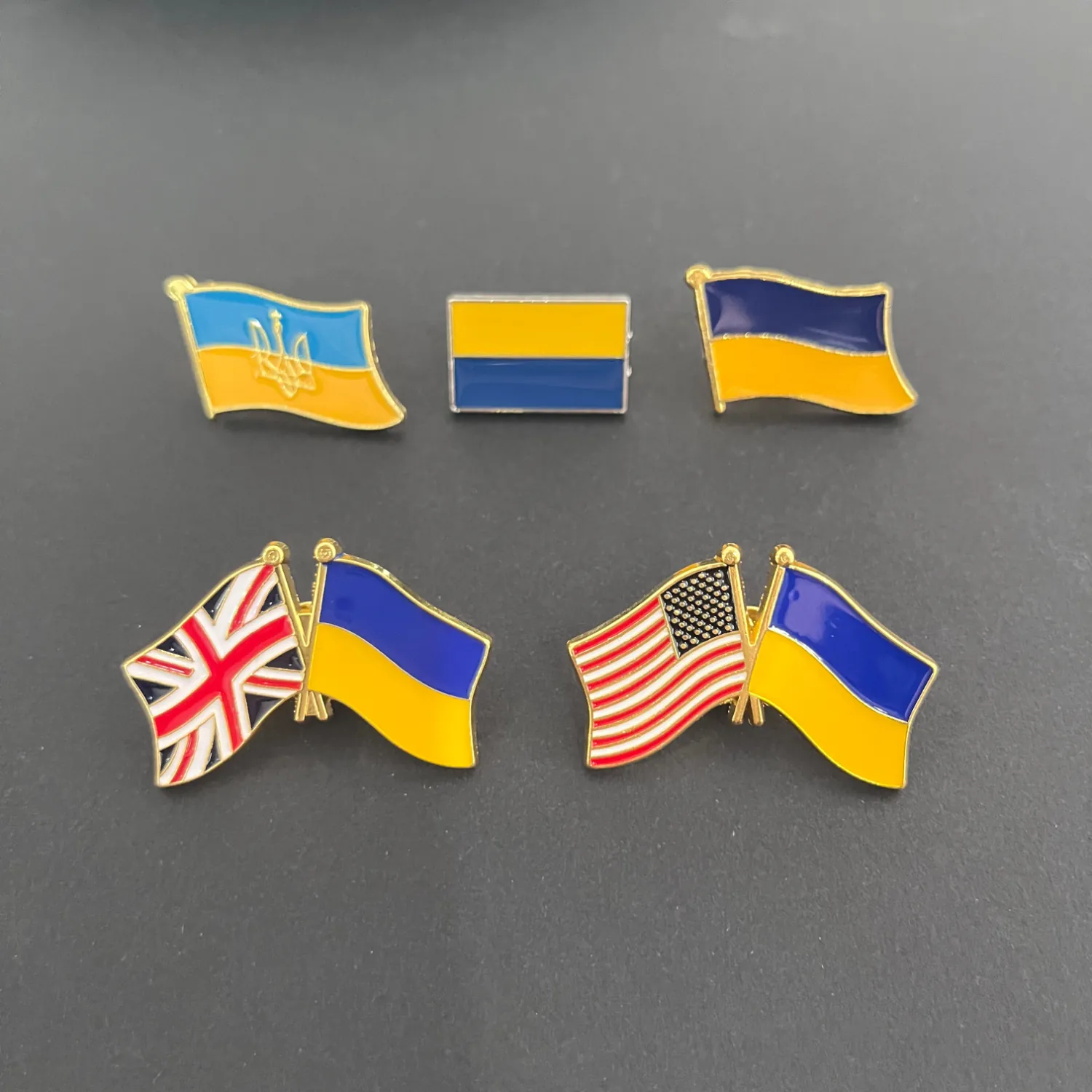 Oekraïne Vlag Broche Emaille Pin Badge Legering Nationale Vlag Sieraden USA UK Oekraïne Vriendschap Pin Voor Kleding