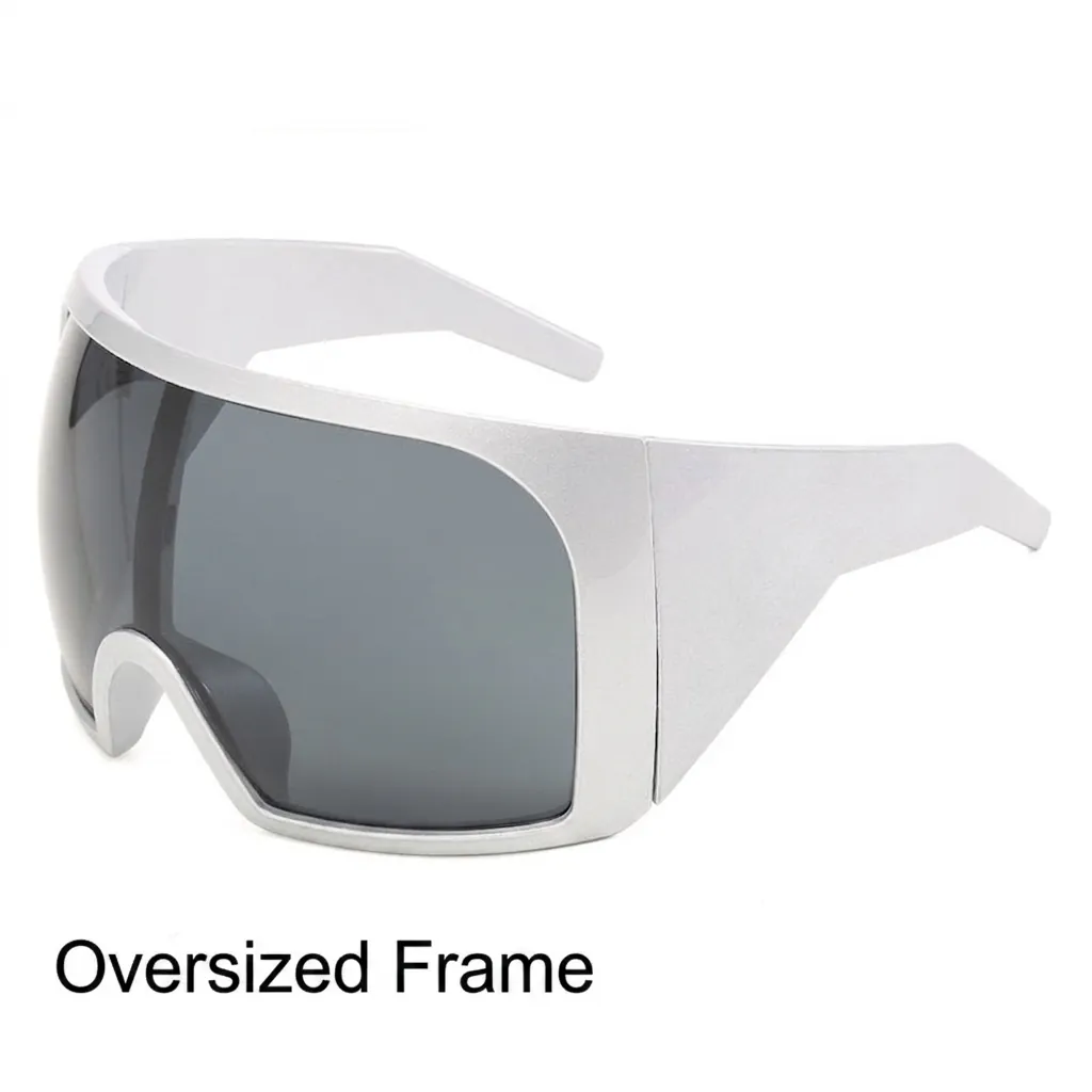 Futuristic Oversized Shield Sunglasses One Piece Lens Sports Sun Glasses UV400 Protection PC Frame For Women Men