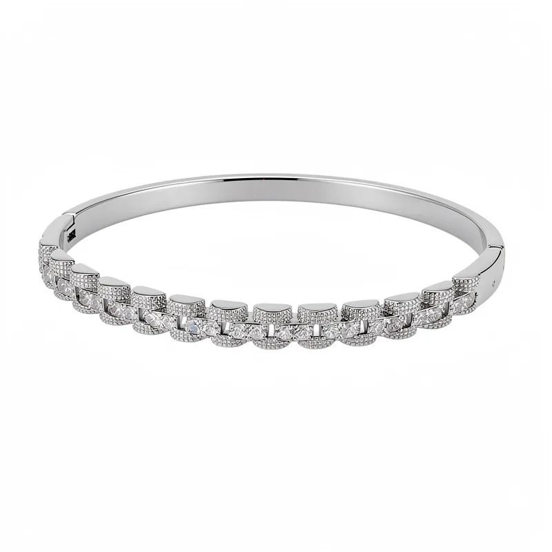 Luxe 18K Vergulde Zirconia Vierkante Patchwork Bangle Armband Voor Vrouwen Minimalistisch Geometrisch Gesp Manchet Bangle Sieraden