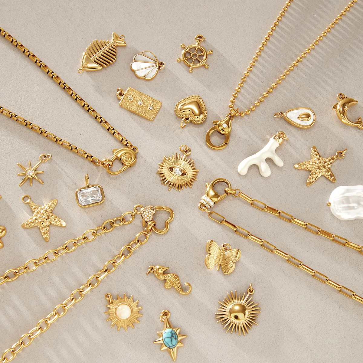 Vergulde Roestvrijstalen DIY Halsketting Ketting Strass Kunstmatige Parel Hanger Sieraden Karabinier Sluiting Connector Accessoire