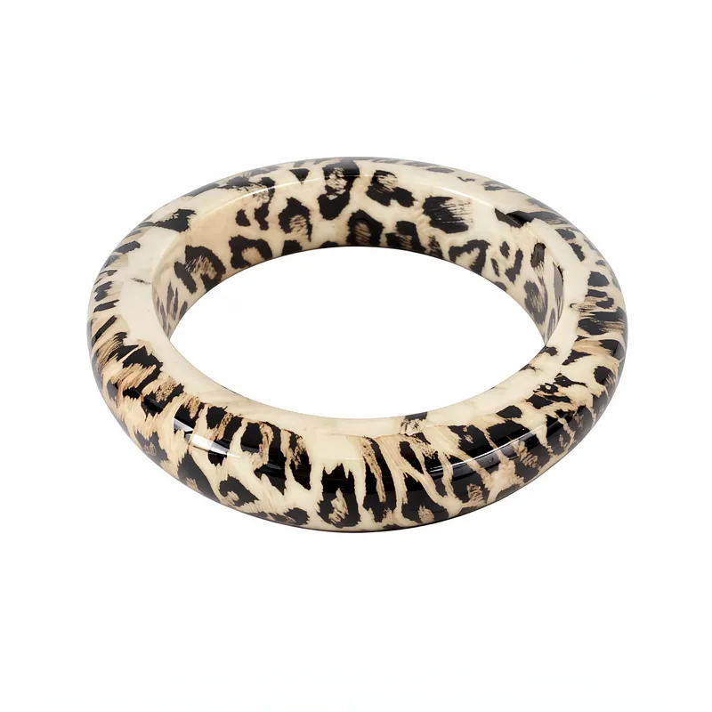 Leopardenmuster Harz Armreif Für Damen Einfach Geometrisch Rund Harz Armband Europäischer Stil Modeschmuck Zubehör