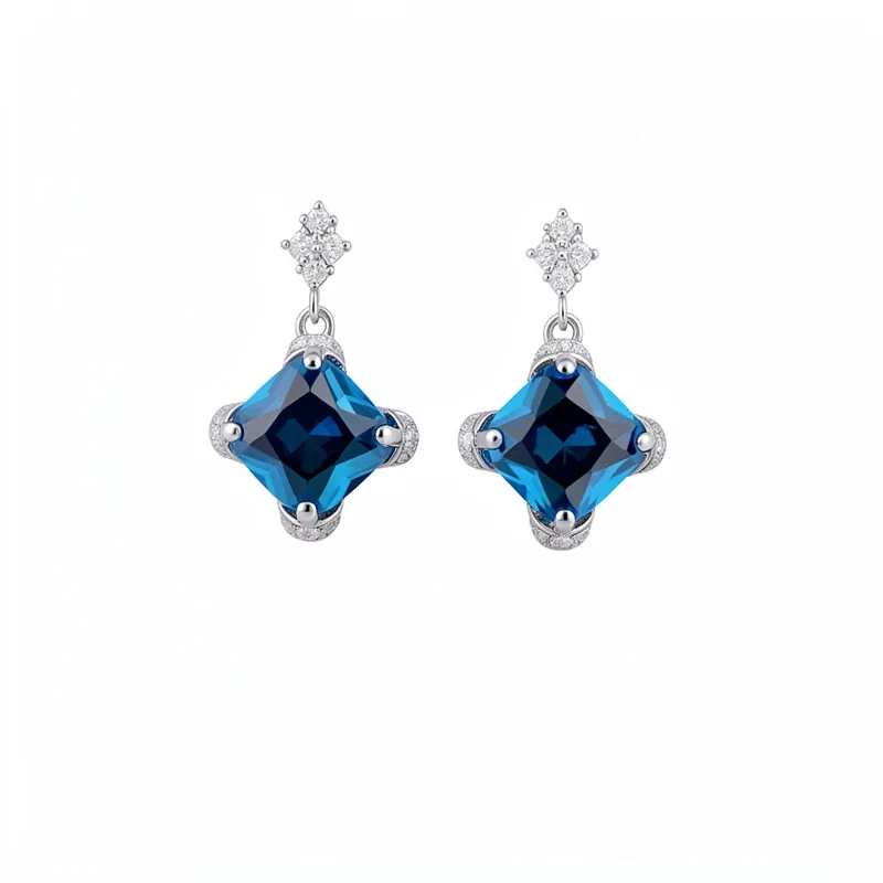 Mode Luxus Zirkonia Rhombus Anhänger Halskette Ohrringe Ring Schmuck Set Für Damen Bankett Party Schlüsselbeinkette Geschenk