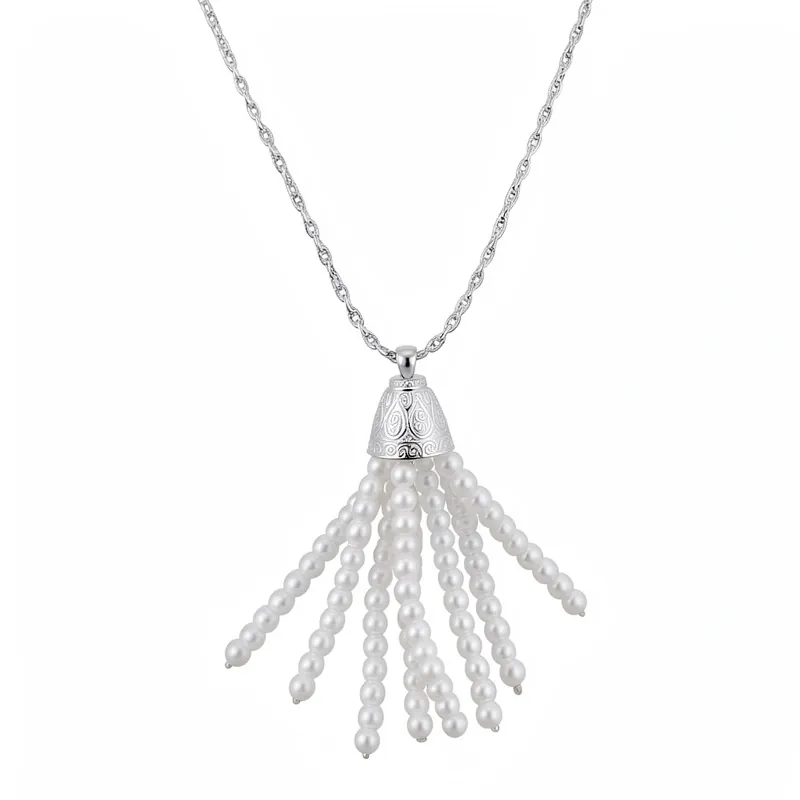 Eleganter Perlen Künstliche Perlenquasten Halskette Legierung Lange Pulloverkette Für Damen Leichter Luxus Vielseitiger Schmuck Geschenk
