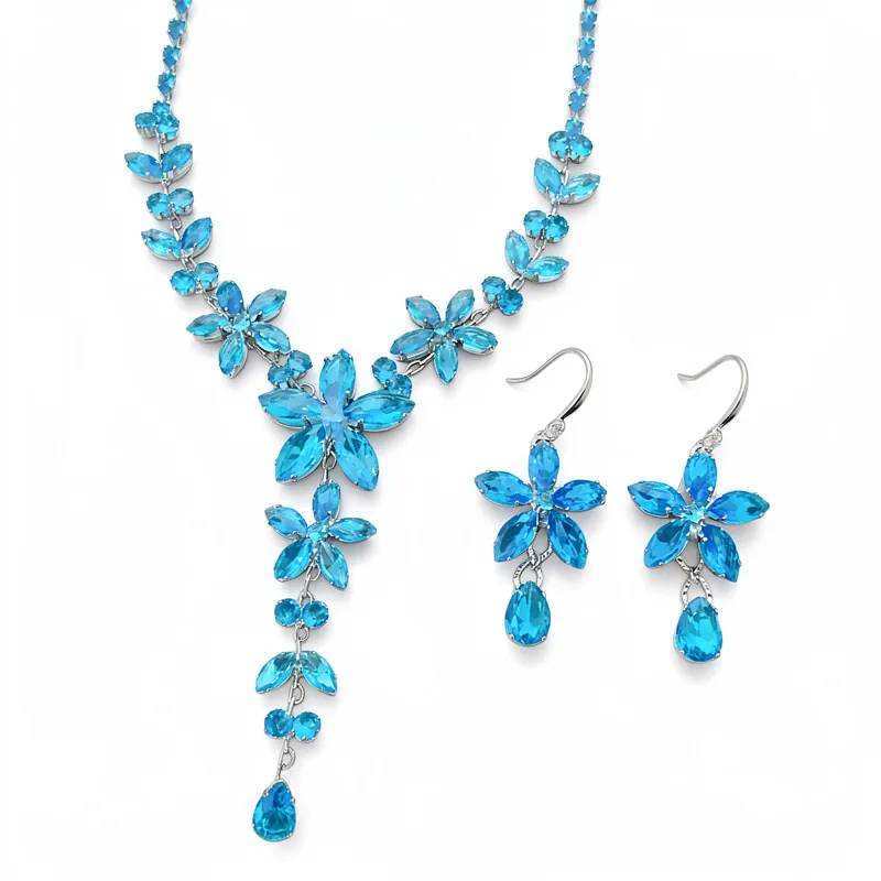 Kupfer Zirkonia Blume Wassertropfen Halskette Haken Ohrringe Elegant Vintage Palast Schmuck Für Damen Hochzeit Bankett Geschenk