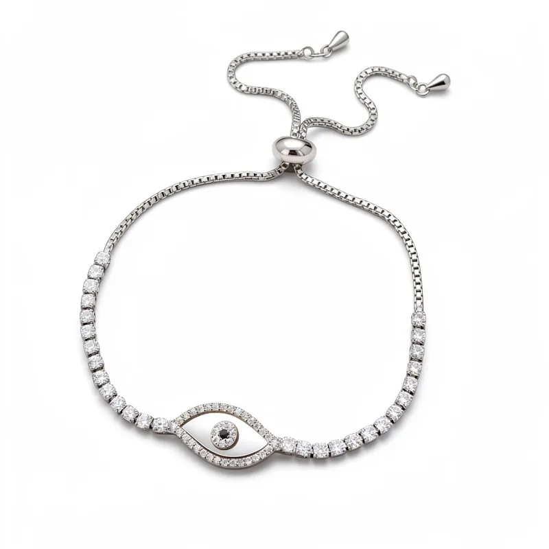Mode Zirconia Schelp Boze Oog Armband Voor Dames Verzilverd Koper Verstelbare Kruis Tennis Armband Minimalistische Handsieraden