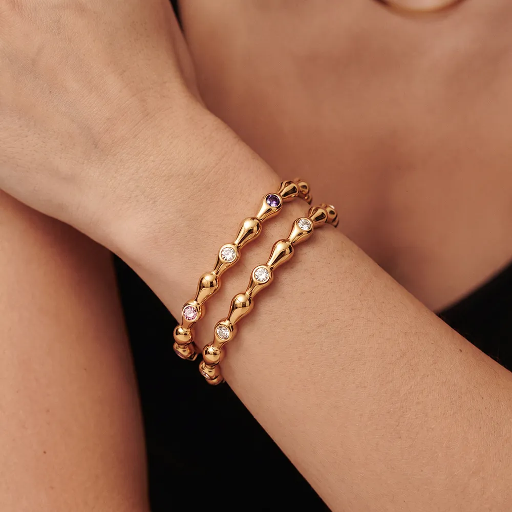 18K Vergoldeter Edelstahl Wassertropfen Armreif Luxus Strass Eingelegt Mode Schmuck Für Damen Trendiges Geschenk