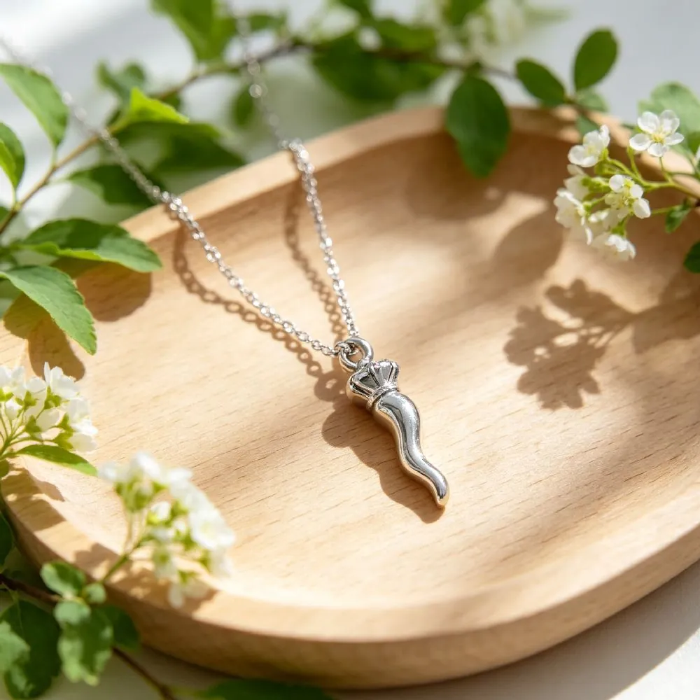 Roestvrijstalen Italiaanse Hoorn Chili Hanger Ketting Met Kroon Kunstparel Dames Gepersonaliseerde Sieraden Cadeau