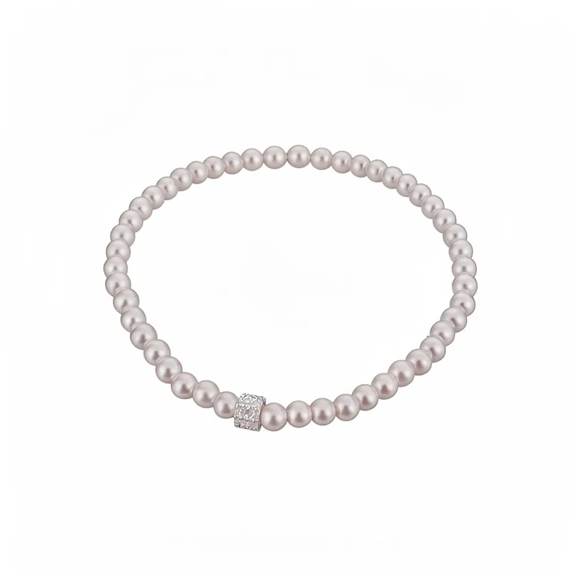 Elegant Kunstparel Kralen Armband Voor Dames Minimalistische Luxe Sieraden Met Zirconia Centraal Stuk Veelzijdige Mode Accessoire