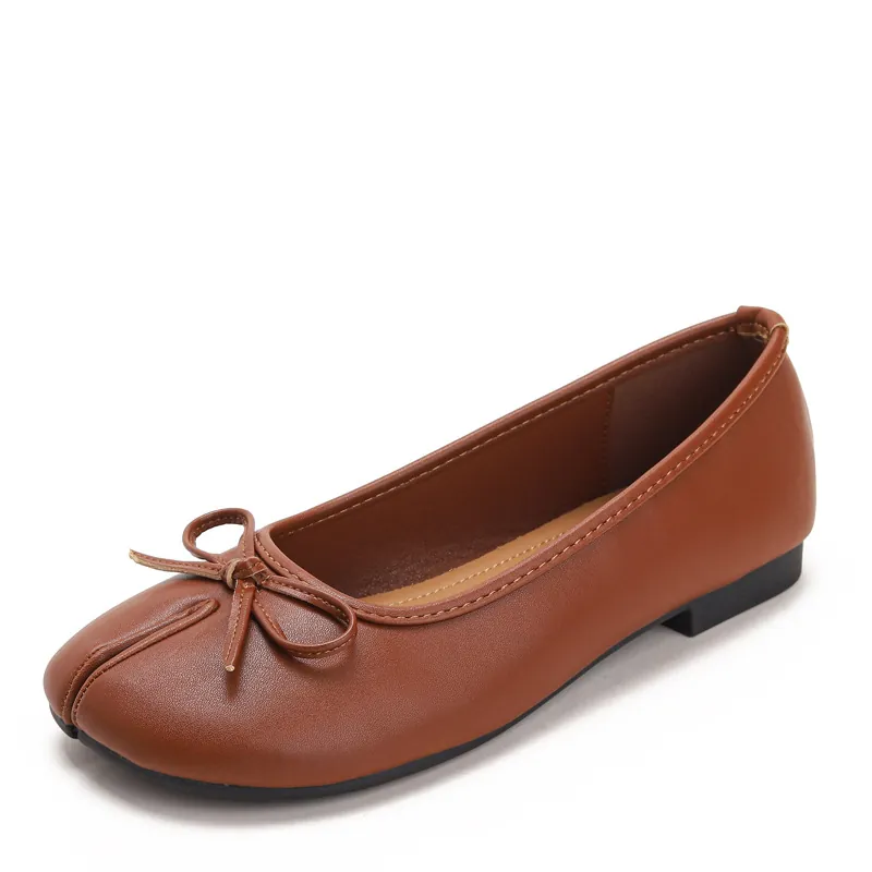 Women Tabi Split Toe Flat Shoes Bow Microfiber Loafers Comfortable Slip On Mary Jane Flats Vintage Street Style Single Shoes