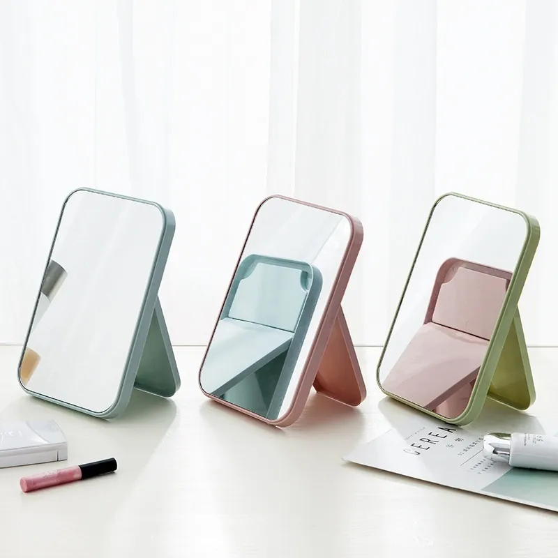 Grand Miroir de Maquillage Pliant de Bureau Miroir de Vanité Carré Simple Face Portable Pour Outils de Maquillage de Chambre