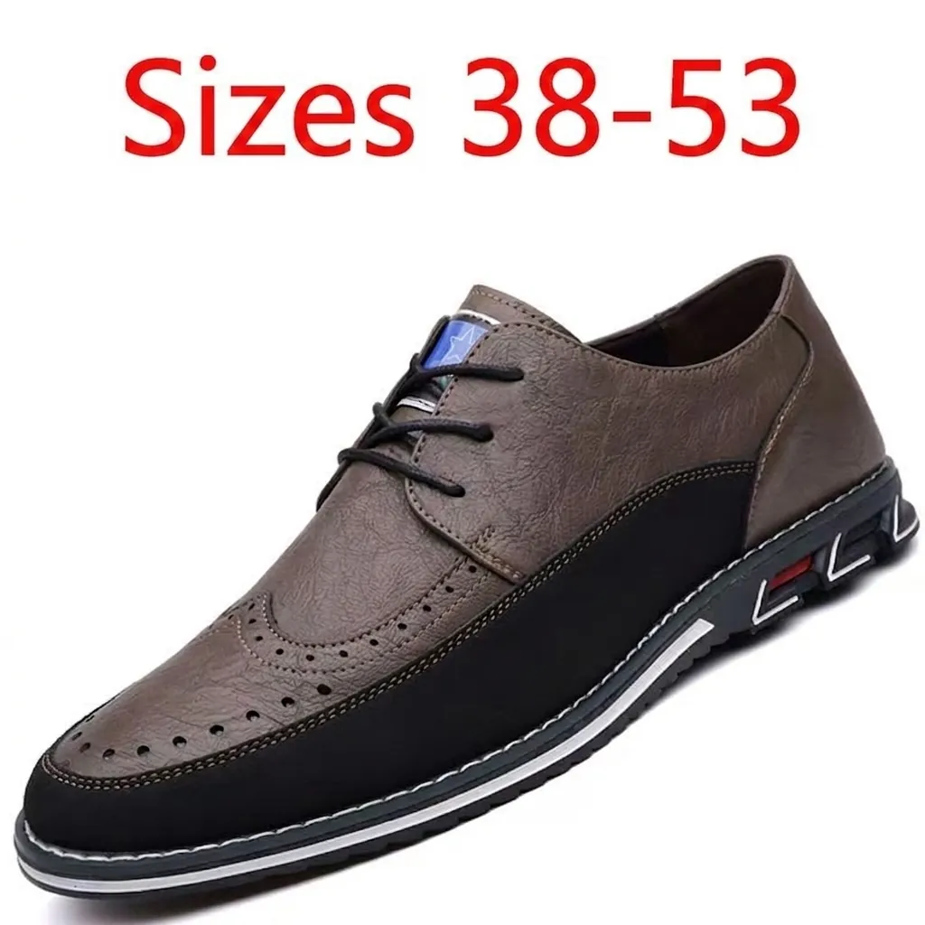 Scarpe Casual da Uomo di Grandi Dimensioni 38-53 in Pelle Microfibra Sneakers Brogue Antiscivolo Leggere Slip-on da Uomo