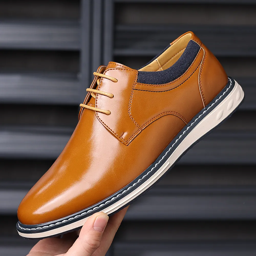 Ανδρικά Παπούτσια Derby από Δέρμα PU Business Casual Με Κορδόνια Μαλακή Σόλα Μόδα Μεγάλο Μέγεθος Ραφή Στρογγυλή Μύτη Oxford