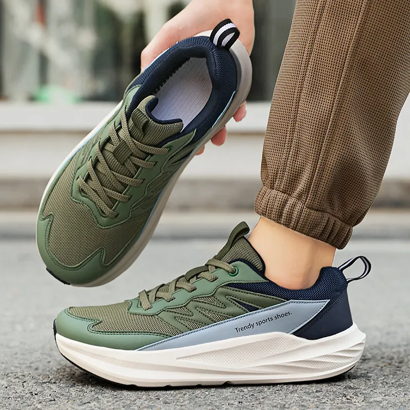 Unisex Ademend Mesh Hardloopschoenen Brede Teenbox Dikke Zool Lichtgewicht Casual Trendy Sneakers Voor Dames Heren