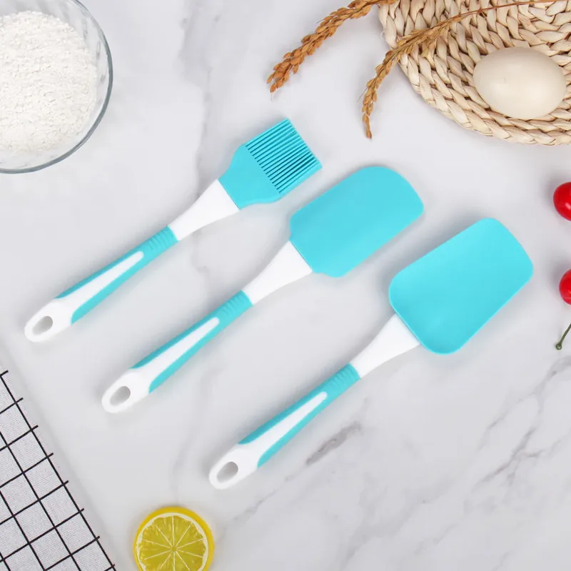 Set di Spatole da Forno in Silicone Alimentare Resistente al Calore Manico in PP Raschietto per Torte Pennello Olio Cucina