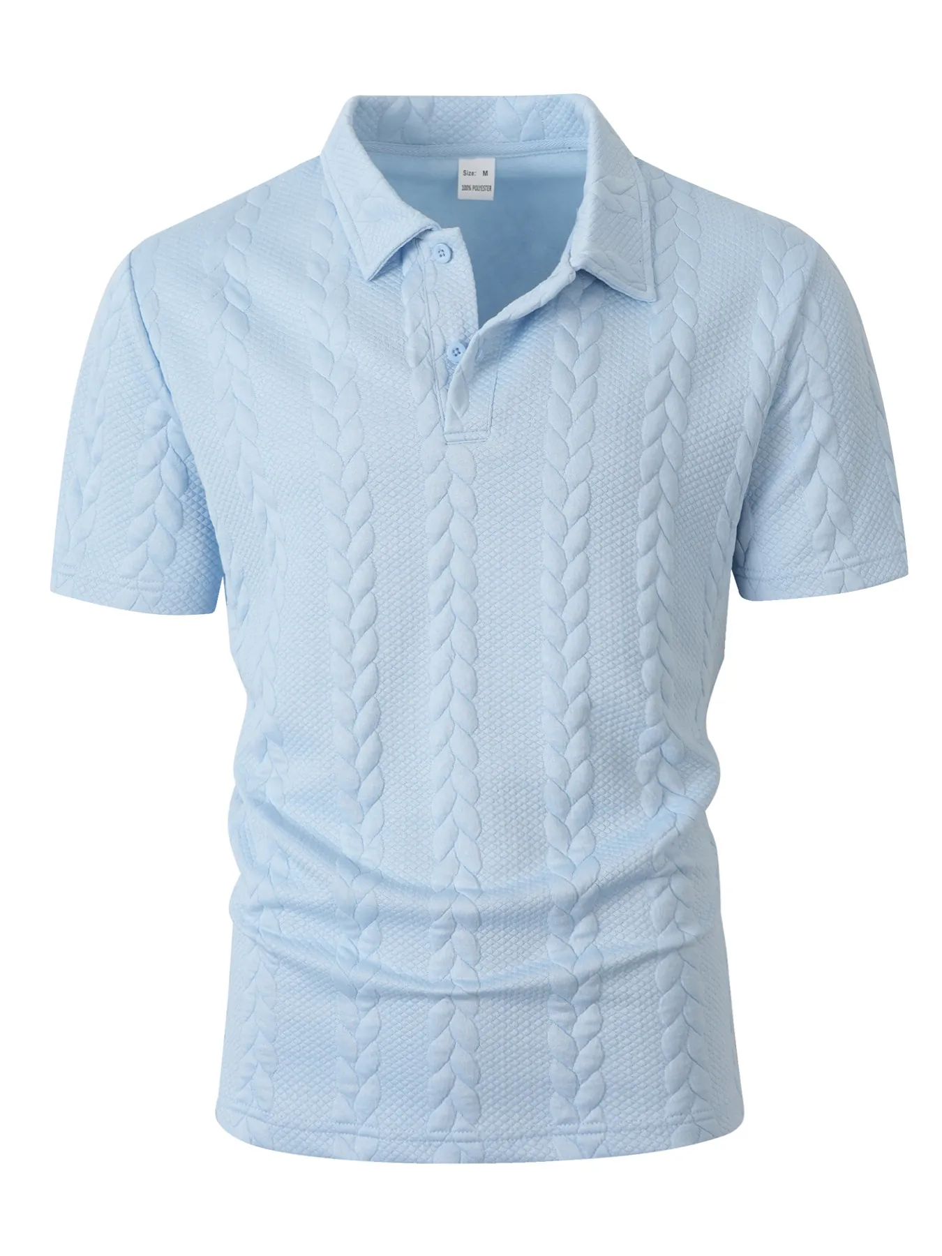 Men Jacquard Polo Shirt Short Sleeve Lapel Button Solid Color Polyester Spandex Casual Sporty Fashion Polo Top