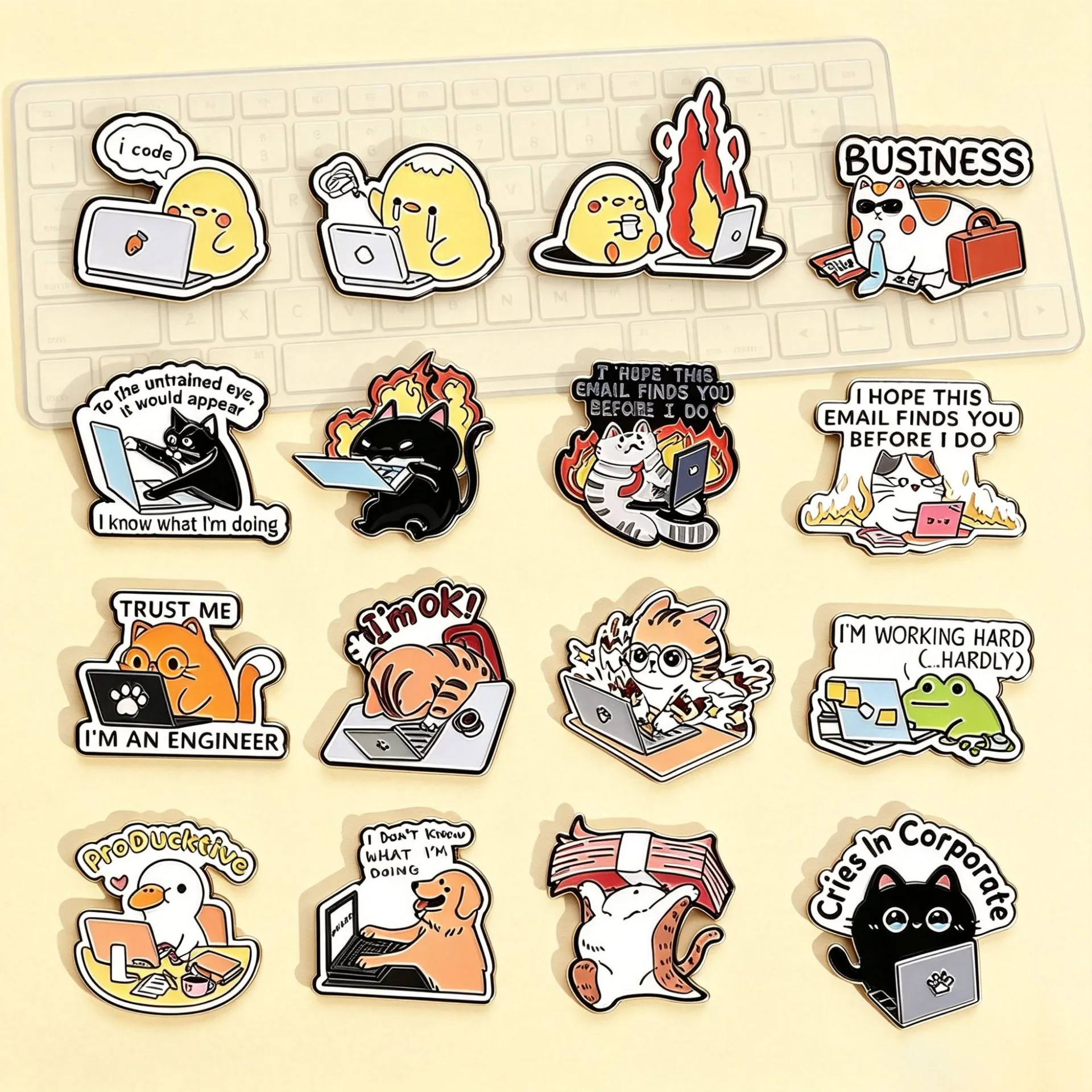 Lustige Cartoon Arbeitsplatz Tier Emaille Pin Humorvolle Büro Slogan Legierung Abzeichen Für Rucksack Kleidung Dekoration Geschenk