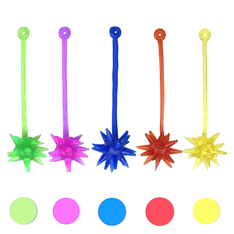 Nostalgic Sticky Meteor Hammer Toy Soft TPR Elastic Spiked Ball Stress Relief Novelty Fidget Squishy For Party Kids Gift