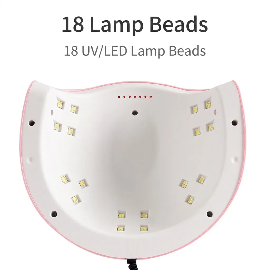 54W UV LED Nail Lamp Portable USB Nail Dryer With 18 LED Beads Digital Display 3 Timer Settings Pink Curing Lamp For Gel Manicure