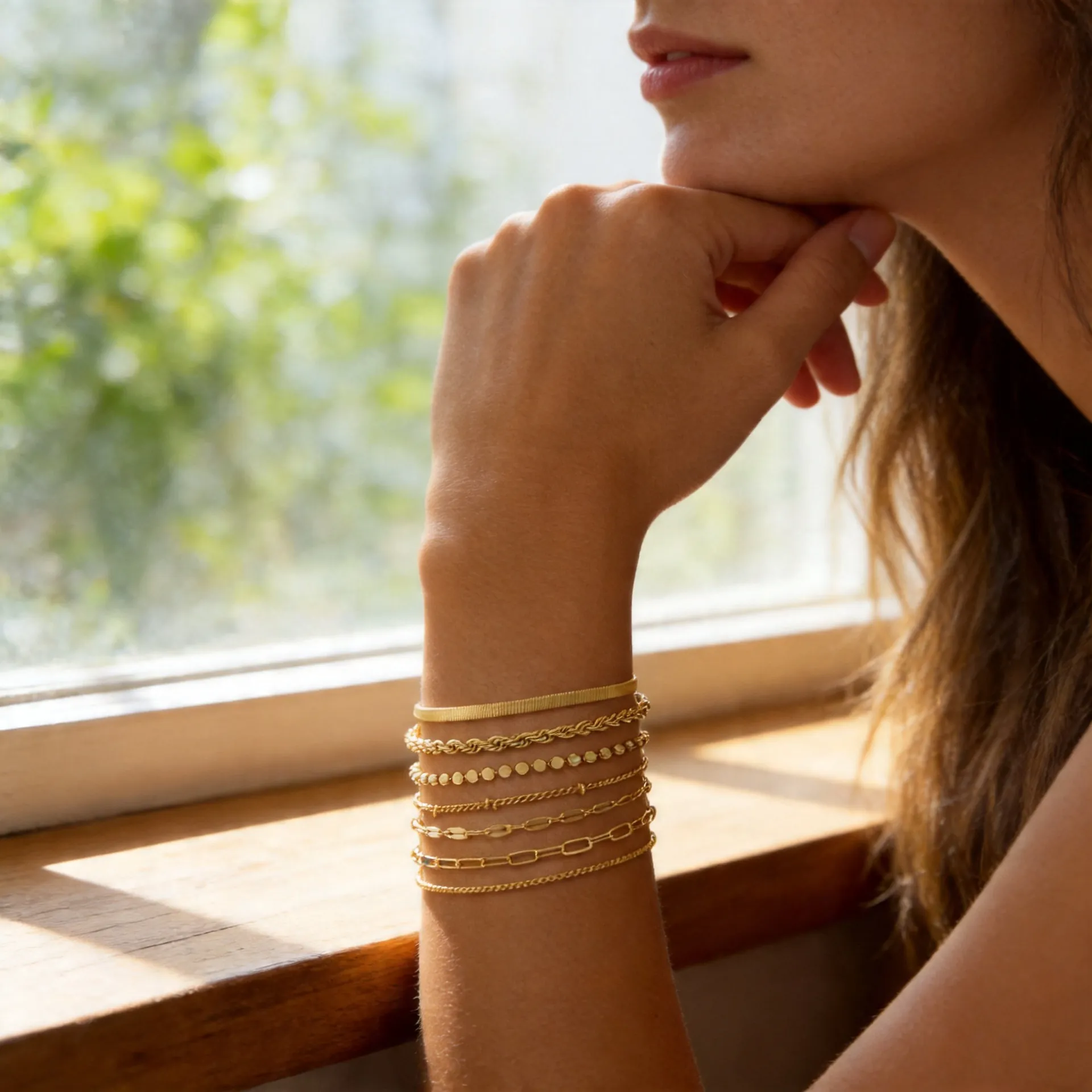 Ensemble de Bracelets Empilables Multicouches en Laiton Minimaliste Pour Femme Chaîne de Serpent Torsadée Plaquée Or Argent
