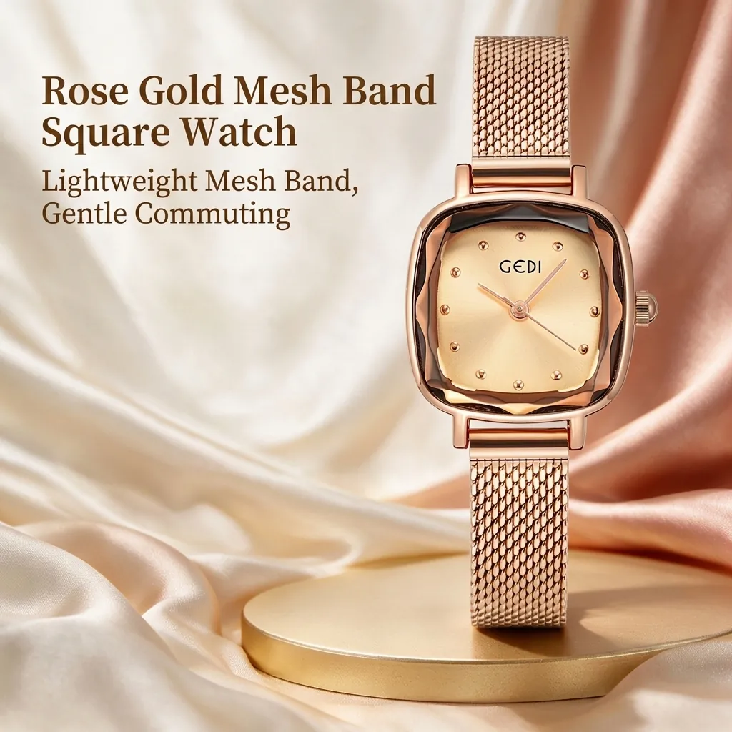 Fashion Women Watch Square Case Stainless Steel Mesh Band Milanese Strap Minimalist Casual Luxury Ladies Wristwatch