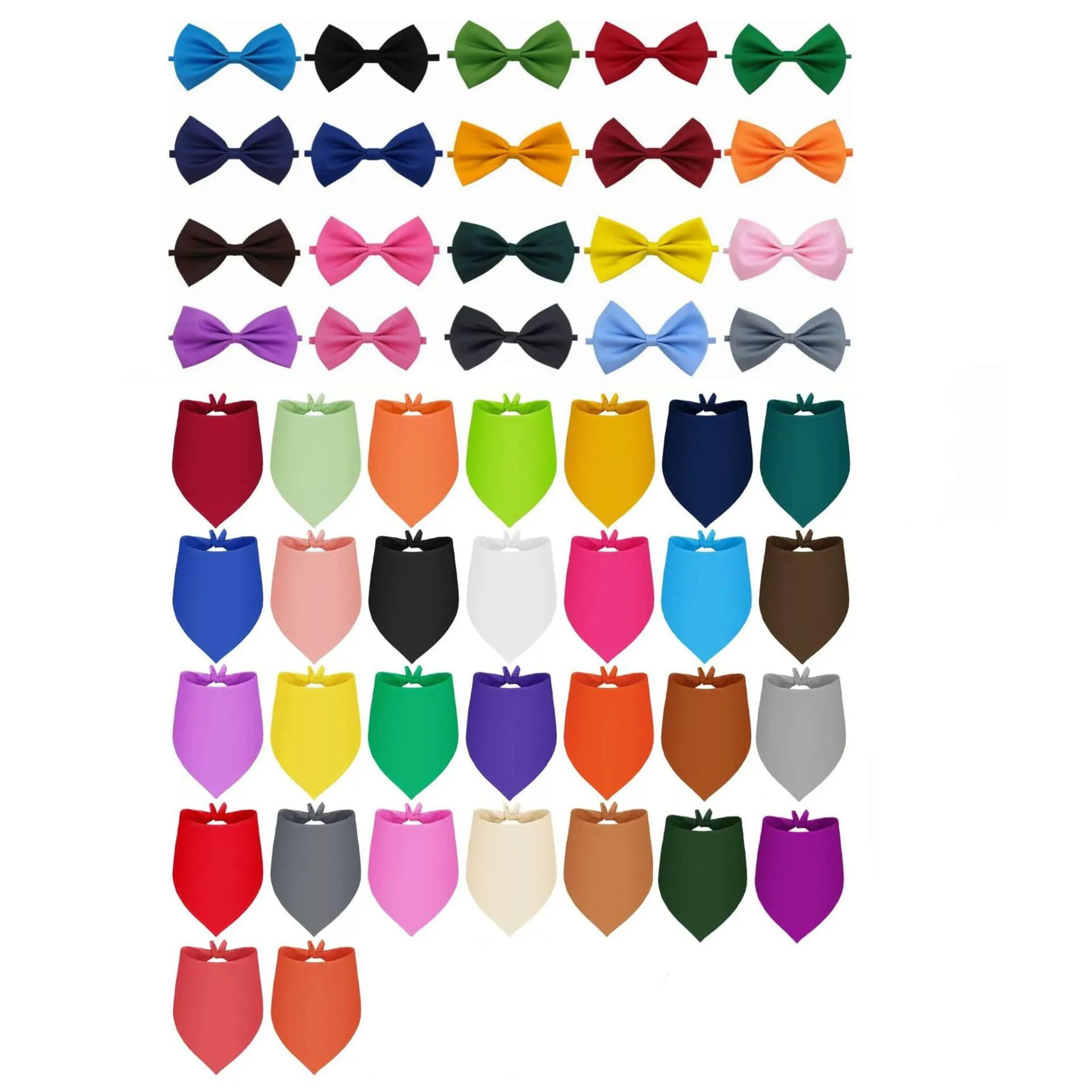 Solid Color Cotton Pet Bowtie And Bandana Set For Dogs Cats Holiday Party Birthday Wedding Costume Accessory Adjustable Pet Necktie