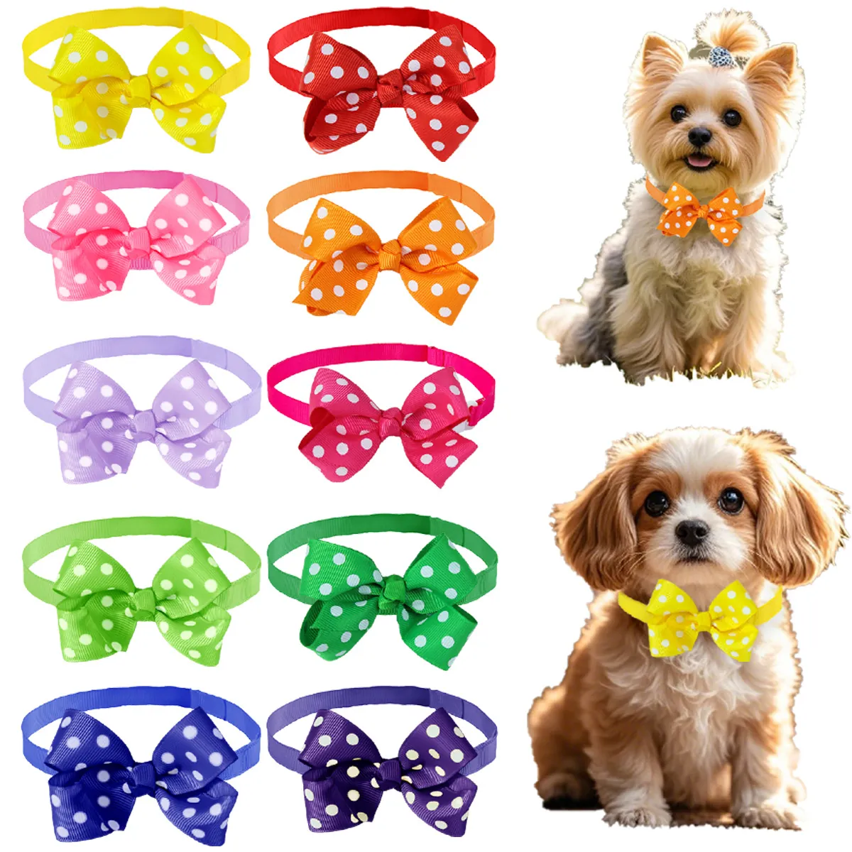 Punktmuster Haustier Halsband Verstellbar Dekorativ Hund Katze Welpe Kätzchen Halskette Bubble Blume Schleife Zubehör