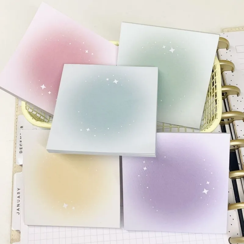 Note Adesive a Stella Gradiente Blush Stile INS Estetico Quadrato Blocco Note Messaggi Cartoleria Carta Materiale Studenti