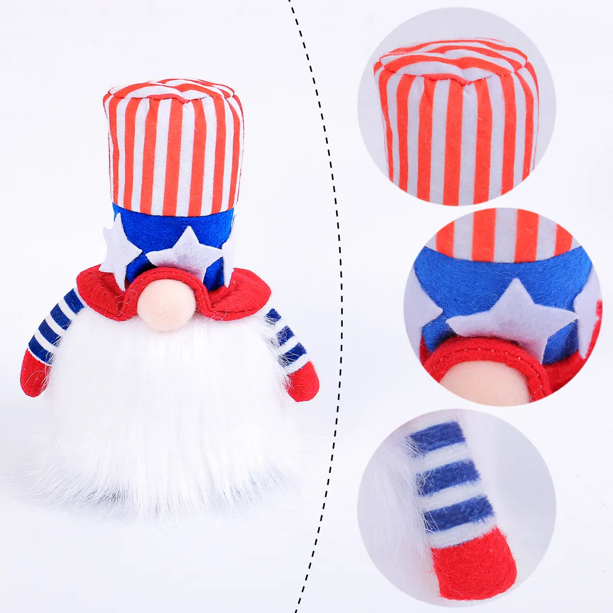 USA Giorno Indipendenza LED Gnomo Decorazione Patriottica Bandiera Americana Rudolph Peluche Bambola Senza Volto Ornamento