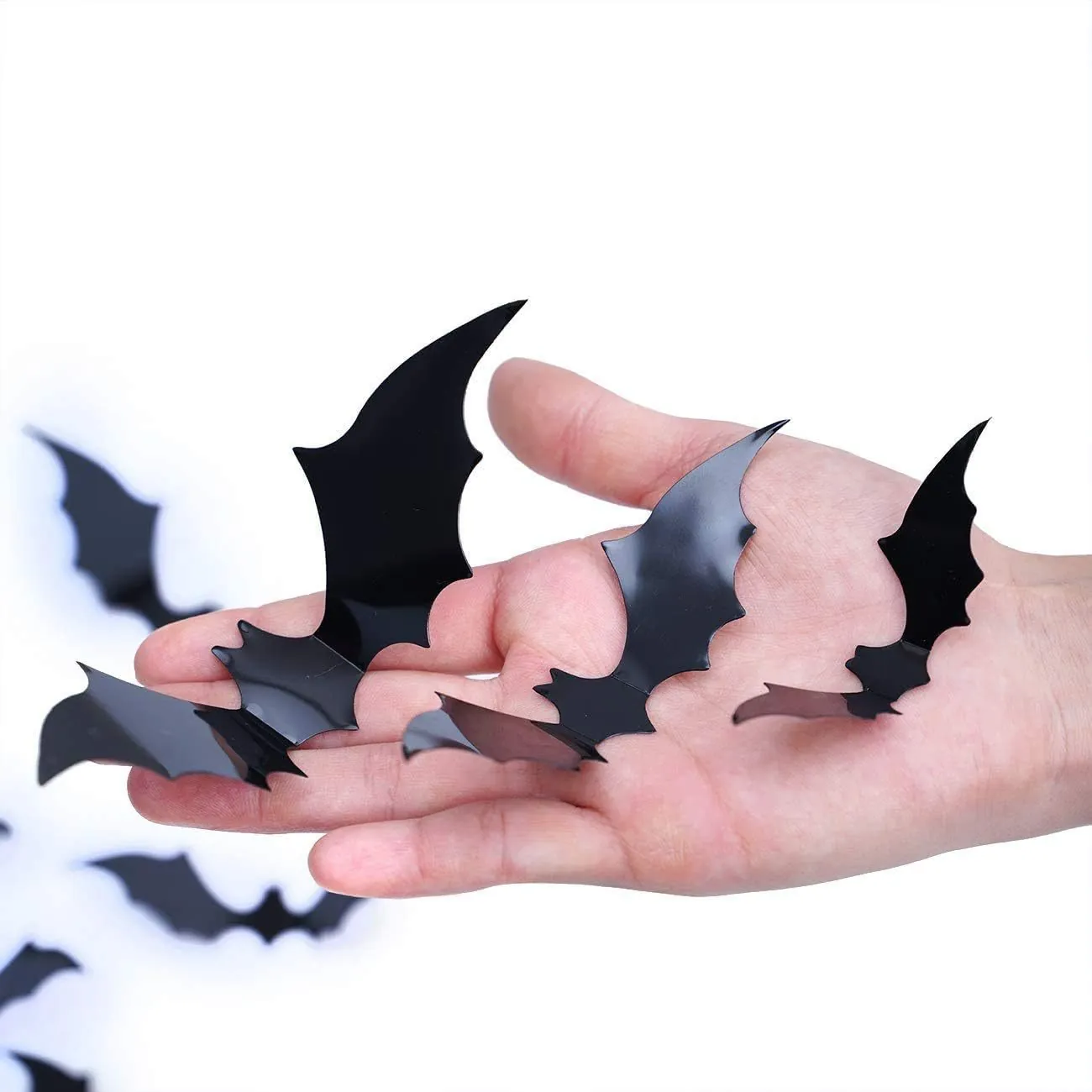 Halloween 3D Bat Wall Stickers Plastic Foldable Spider Decals DIY Scary Atmosphere Scene Decor Set For Home Party Supplies Black Atmosphere Ornaments