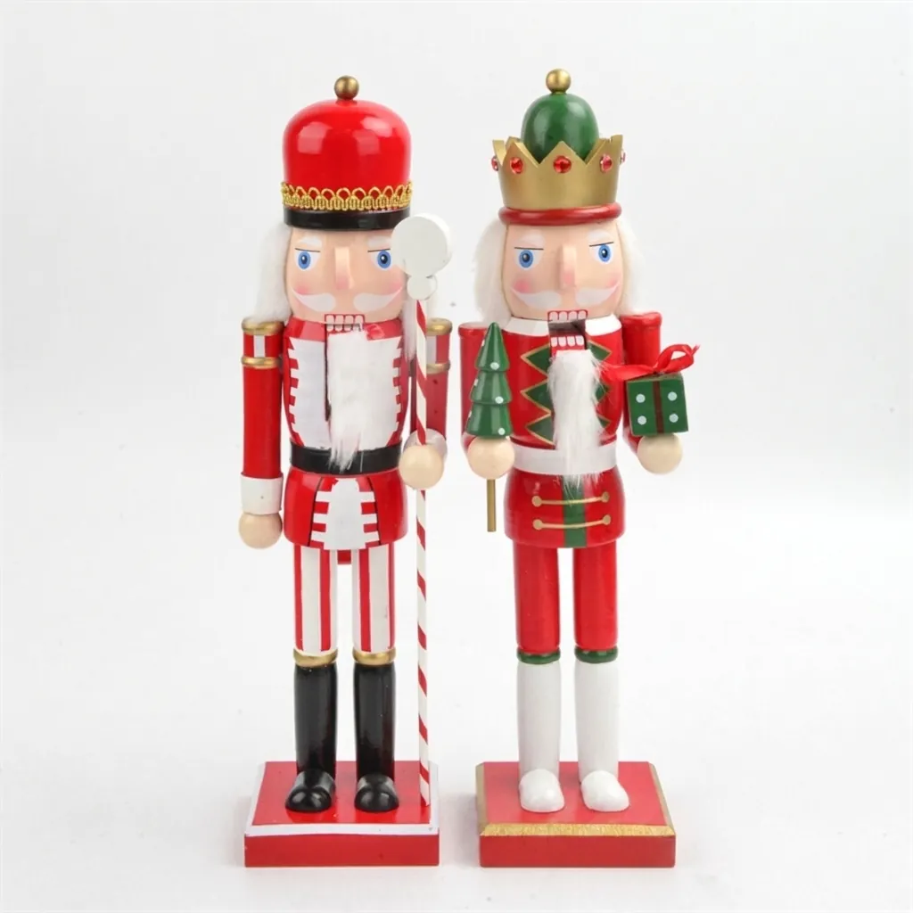 Large Wooden Christmas Nutcracker Soldier Ornament Hand Painted European Style Puppet For Holiday Xmas Festival Table Decoration Home Desktop Display