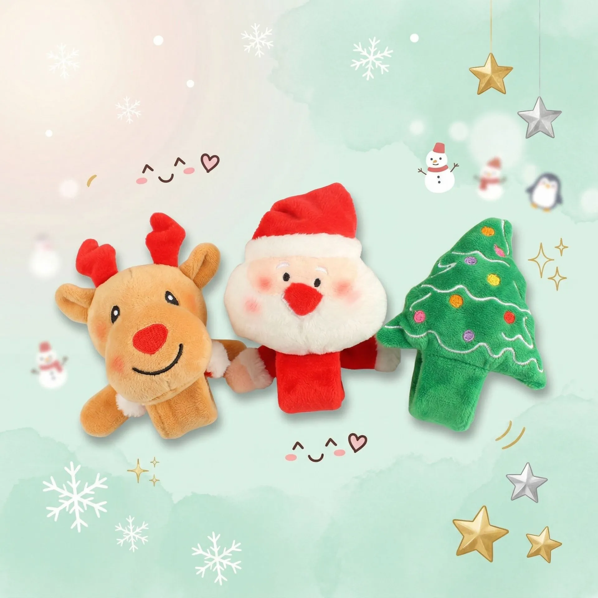 Braccialetto Slap di Natale Peluche Cartone Animato Renna Babbo Natale Polso Decorazione Festa Regalo per Bambini Adulti