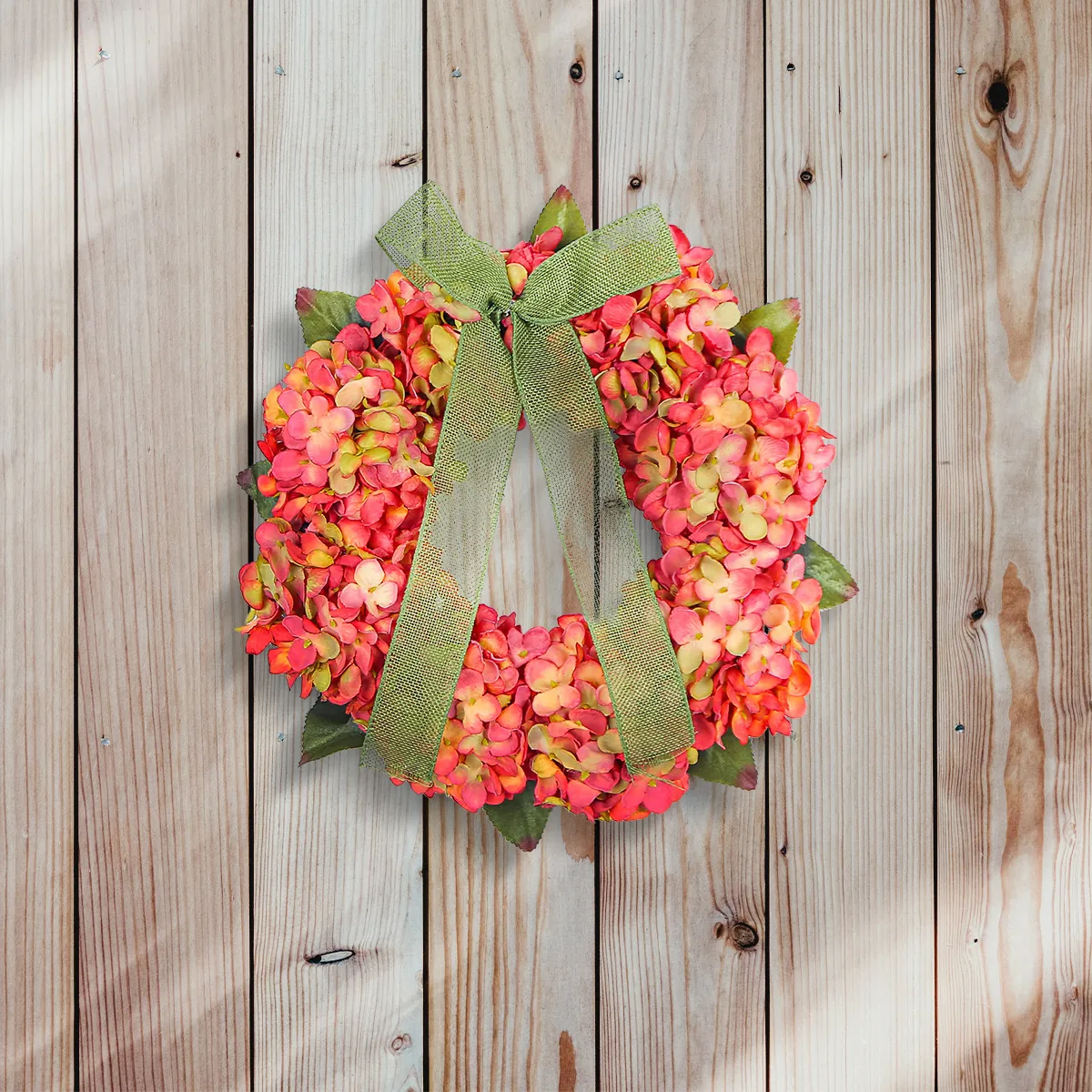 Ghirlanda di Ortensie Artificiali Giorno del Ringraziamento Autunno Ghirlanda Floreale da Porta Con Fiocco in Iuta Verde