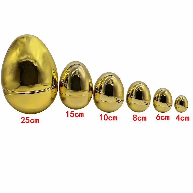 Uovo di Pasqua Galvanico Oro Plastica Apribile Capsula Riempibile per Decorazione Festa Lotteria Contenitore a Specchio