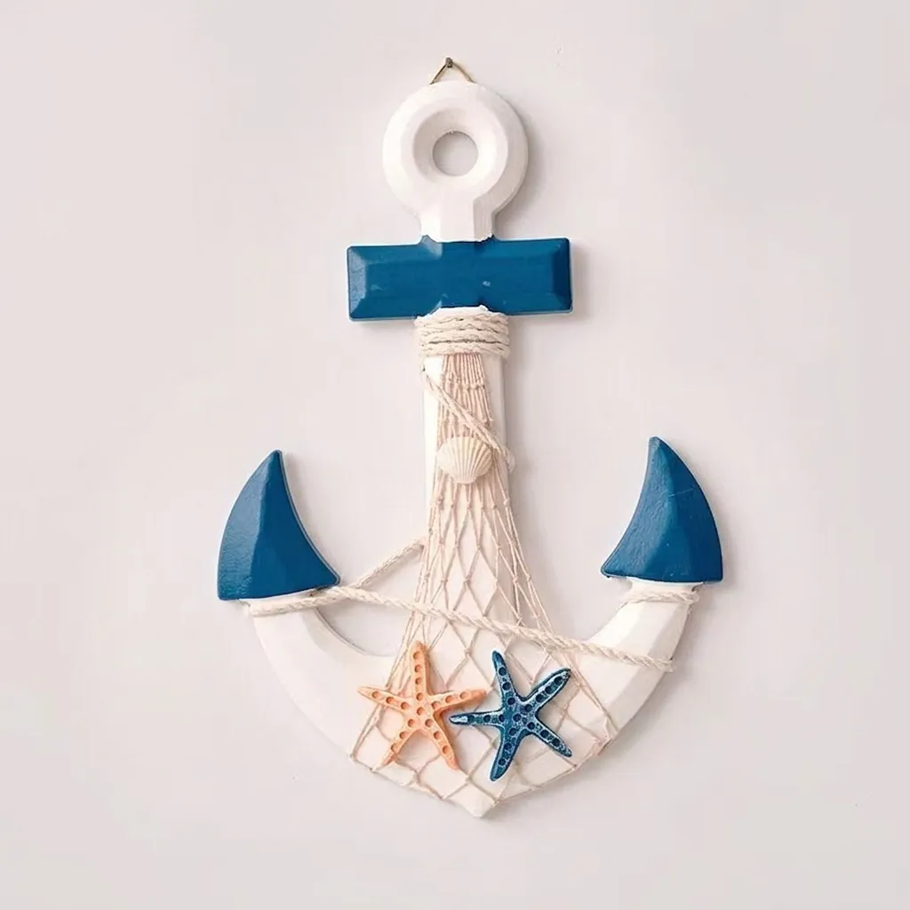 Mediterranean Wooden Anchor Wall Hanging Creative Nautical Theme Room Decor For Kindergarten Hotel Home Office Wall Art